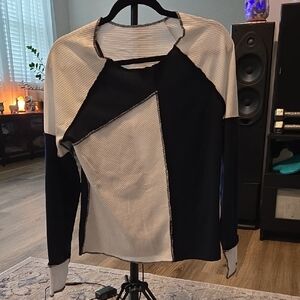 Colorblock Long Sleeve Top - Navy & White